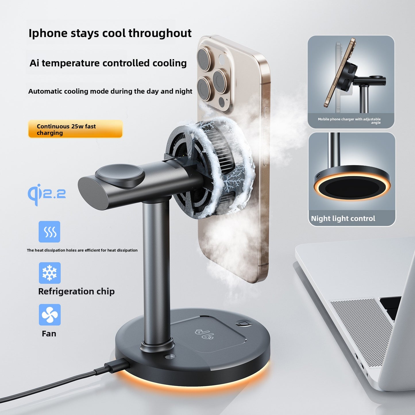 Ice magnetic cooling mobile phone wireless charger